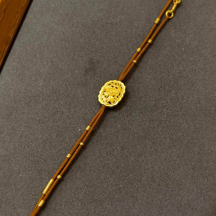 Buddha Stones Handmade Copper Gold Plated Peony String Balance Bracelet - image 2