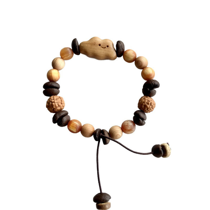 Buddha Stones Natural Irregular Cloud Coffee Beans Sandalwood Protection Bracelet - image 7