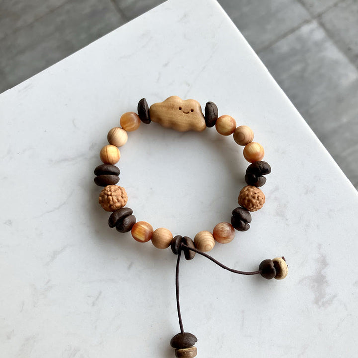 Buddha Stones Natural Irregular Cloud Coffee Beans Sandalwood Protection Bracelet - image 2