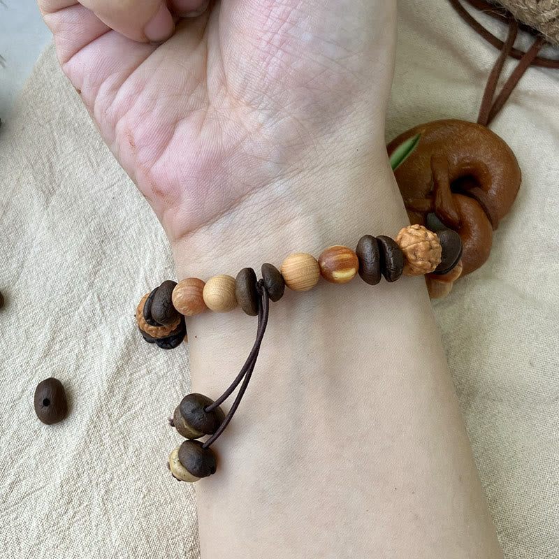 Buddha Stones Natural Irregular Cloud Coffee Beans Sandalwood Protection Bracelet - image 5