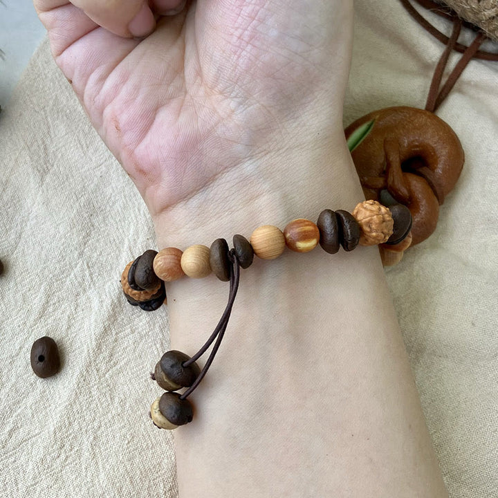 Buddha Stones Natural Irregular Cloud Coffee Beans Sandalwood Protection Bracelet - image 5