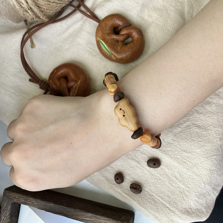Buddha Stones Natural Irregular Cloud Coffee Beans Sandalwood Protection Bracelet - image 3