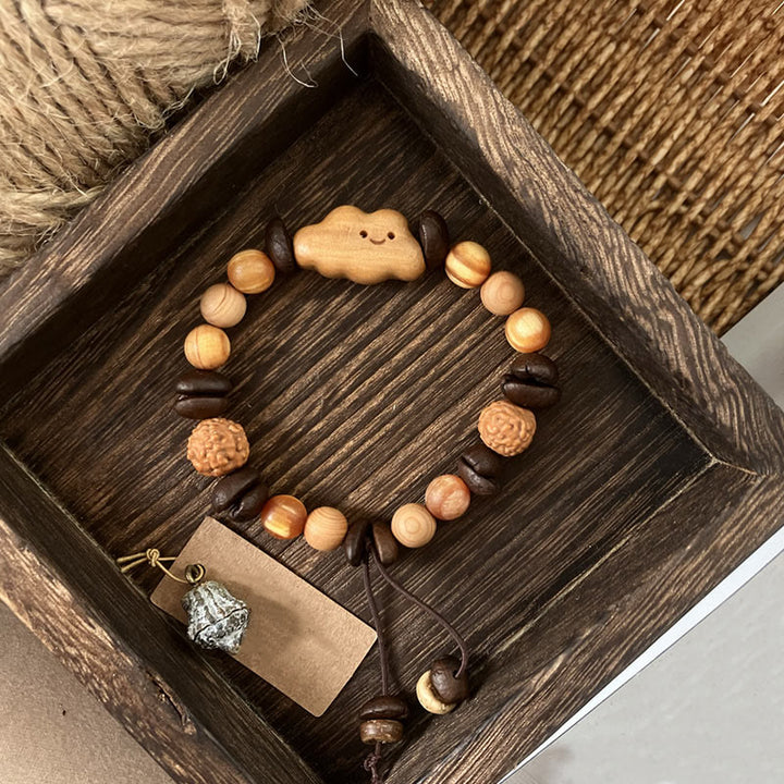 Buddha Stones Natural Irregular Cloud Coffee Beans Sandalwood Protection Bracelet - Coffee Bean(Wrist Circumference: 16-18cm) - image 1