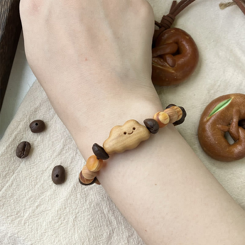 Buddha Stones Natural Irregular Cloud Coffee Beans Sandalwood Protection Bracelet - image 4