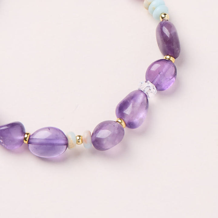 Buddha Stones Natural Irregular Amethyst Shoushan Stone White Crystal Healing Bracelet - image 5