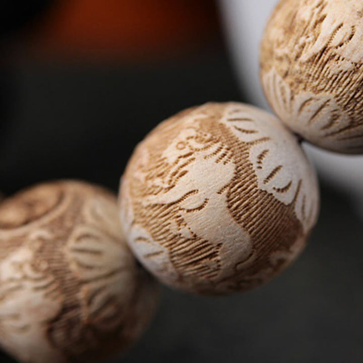 Buddha Stones Ebony Wood Camphor Wood Yin Yang Ox Engraved Peace Bracelet - image 12