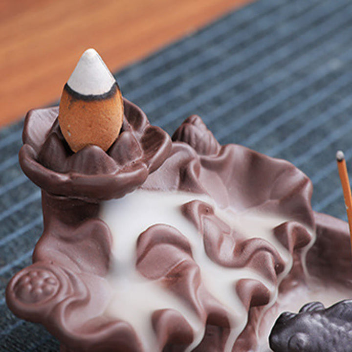 Buddha Stones Koi Fish Ox Purple Clay Ceramic Incense Stick Holder Healing Incense Burner Decoration - image 14