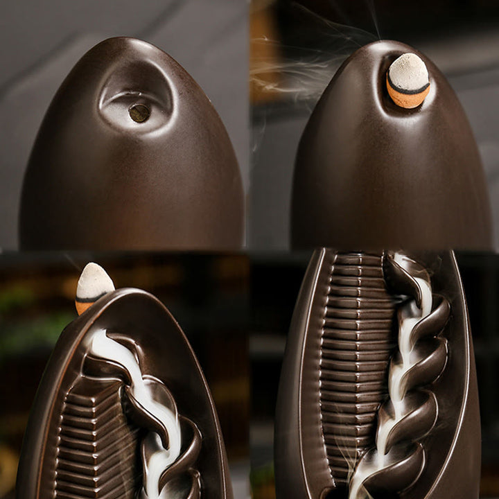 Buddha Stones Stairs Mountains Water Buddha Hand Ceramic Backflow Smoke Fountain Meditation Incense Burner Decoration - image 5