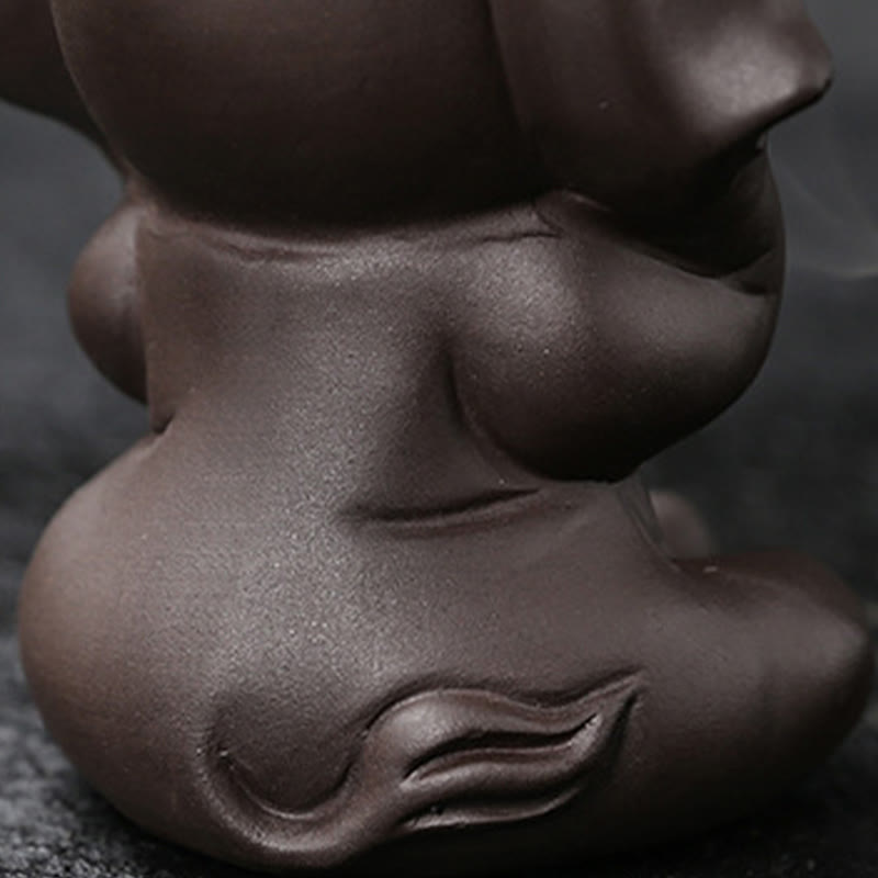 Buddha Stones Cute Elephant Purple Clay Backflow Smoke Fountain Peace Healing Incense Burner Decoration - image 25