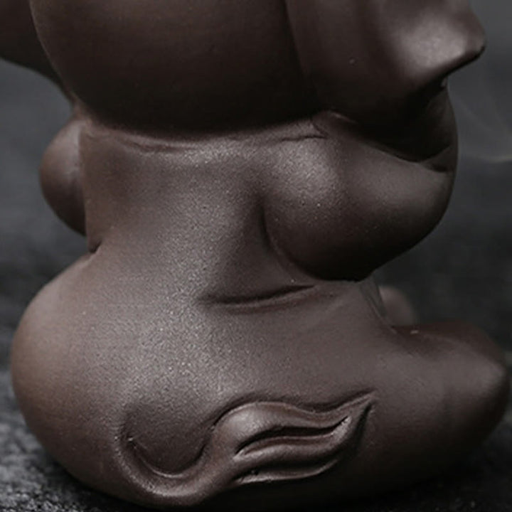 Buddha Stones Cute Elephant Purple Clay Backflow Smoke Fountain Peace Healing Incense Burner Decoration - image 25