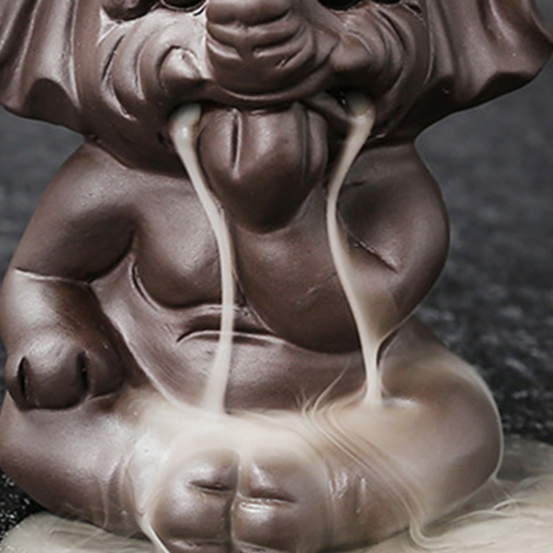 Buddha Stones Cute Elephant Purple Clay Backflow Smoke Fountain Peace Healing Incense Burner Decoration - image 33