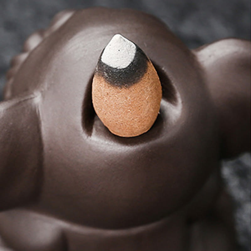 Buddha Stones Cute Elephant Purple Clay Backflow Smoke Fountain Peace Healing Incense Burner Decoration - image 26