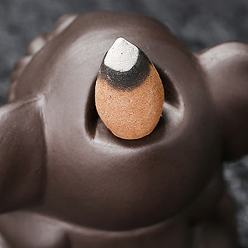 Buddha Stones Cute Elephant Purple Clay Backflow Smoke Fountain Peace Healing Incense Burner Decoration - image 34