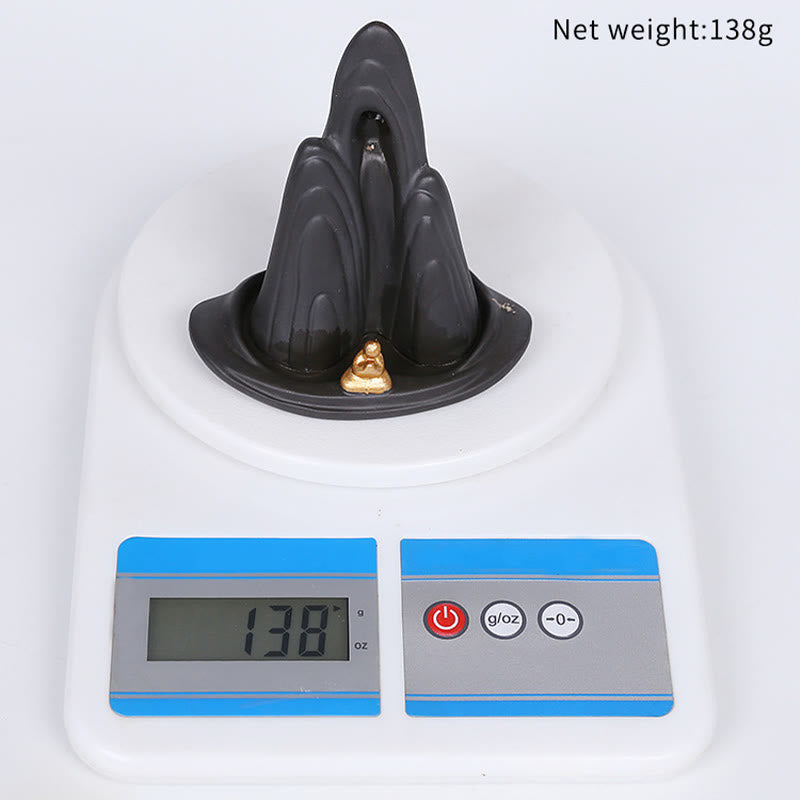 Buddha Stones Little Monk Mountains Flowing Water Purple Clay Ceramic Healing Backflow Incense Burner Decoration - image 13