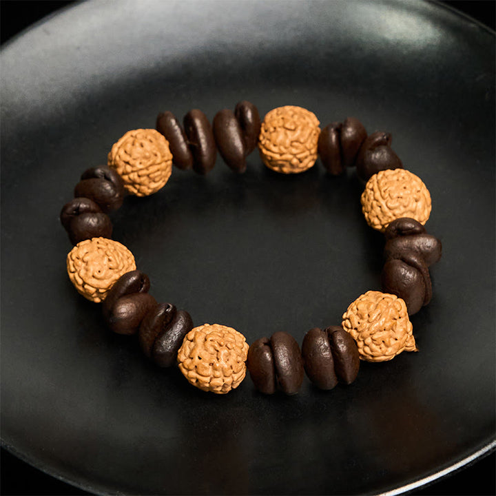 Buddha Stones Handmade Natural Coffee Beans Bodhi Seed Luck Bracelet - image 5