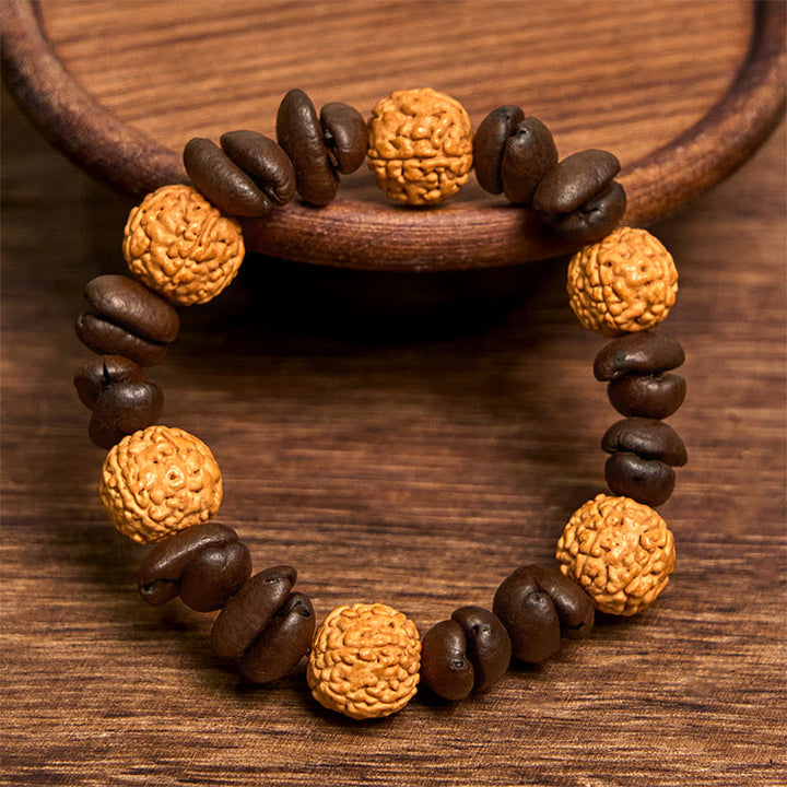 Buddha Stones Handmade Natural Coffee Beans Bodhi Seed Luck Bracelet - image 3