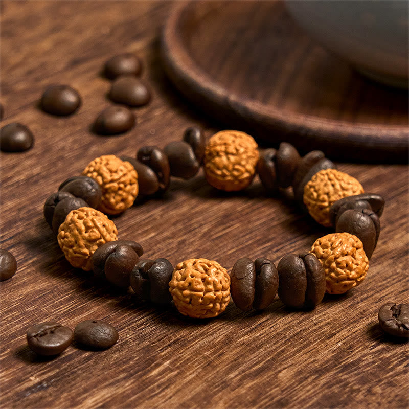 Buddha Stones Handmade Natural Coffee Beans Bodhi Seed Luck Bracelet - Coffee Beans(Wrist Circumference 14-17cm) - image 1