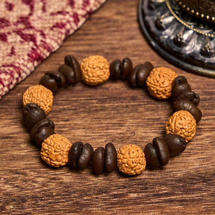 Buddha Stones Handmade Natural Coffee Beans Bodhi Seed Luck Bracelet - image 2