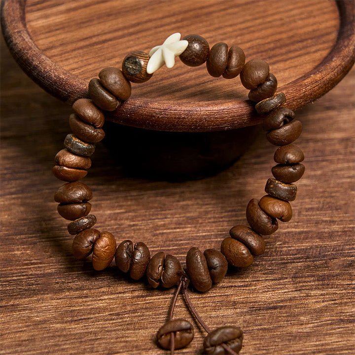 Buddha Stones Handmade Natural Coffee Beans Wood Beads Starfish Bracelet - image 3