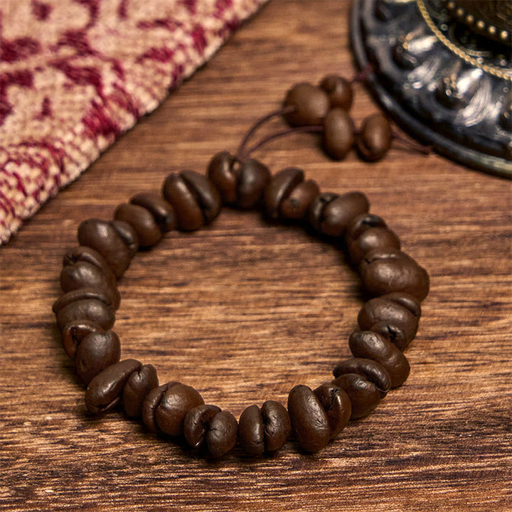Buddha Stones Handmade Natural Coffee Beans Bracelet - Coffee Beans Charm(Wrist Circumference 14-17cm) - image 1