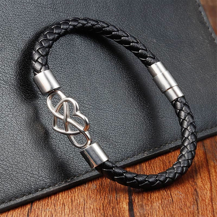 Buddha Stones Geometric Leather Titanium Steel Strengthen Buckle Bracelet - image 10