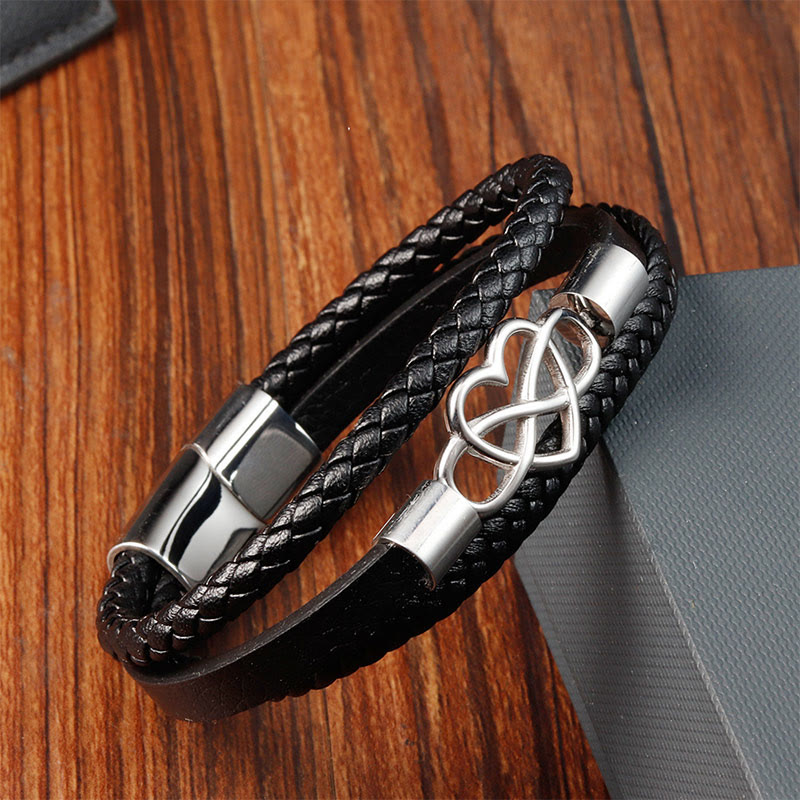 Buddha Stones Geometric Leather Titanium Steel Strengthen Buckle Bracelet - image 2