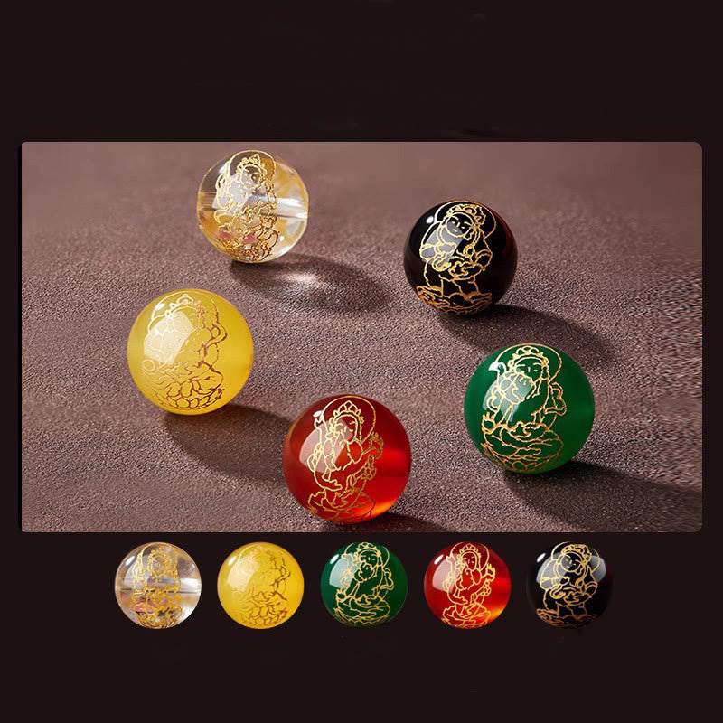 Buddha Stones Small Leaf Red Sandalwood Five Directions Gods of Wealth Calm Bracelet - image 20