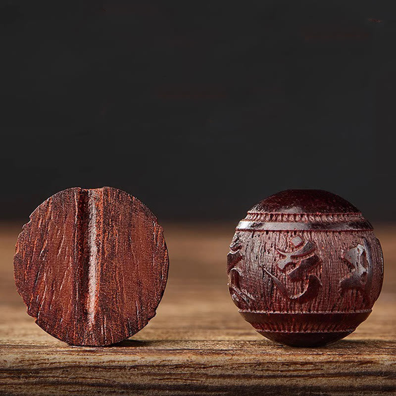 Buddha Stones Small Leaf Red Sandalwood Five Directions Gods of Wealth Calm Bracelet - image 19