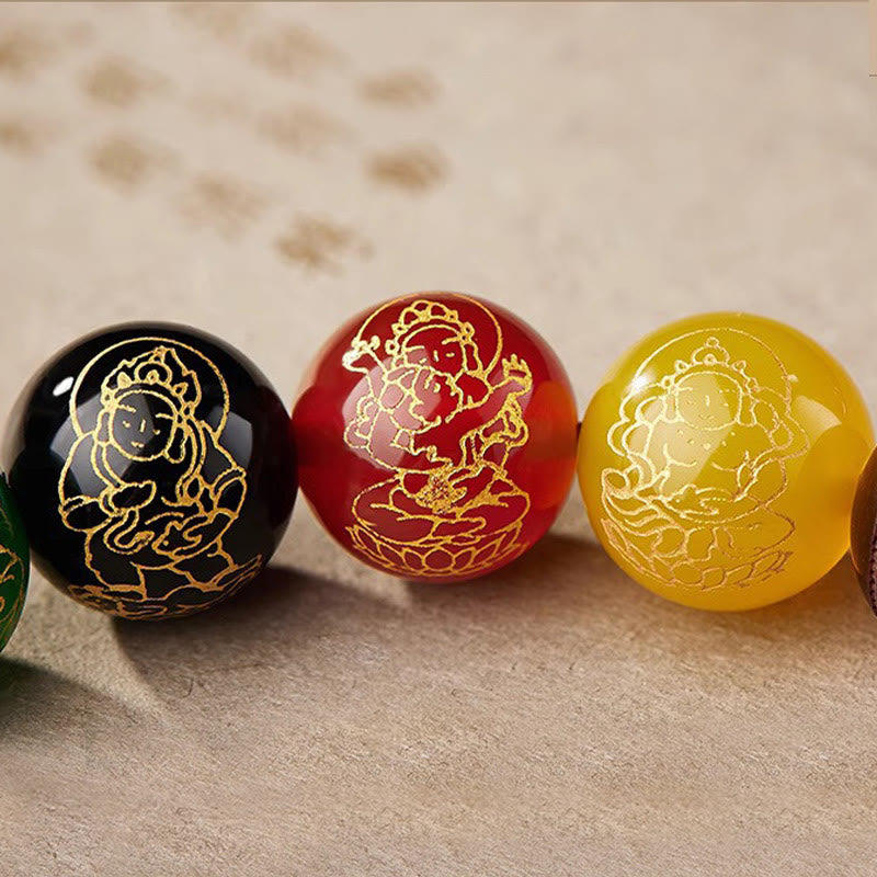 Buddha Stones Small Leaf Red Sandalwood Five Directions Gods of Wealth Calm Bracelet - image 18