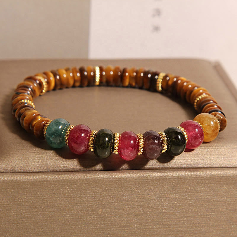 Buddha Stones Natural Tiger Eye Tourmaline Strength Bracelet - Tiger Eye(Wrist Circumference: 15-19cm) - image 1