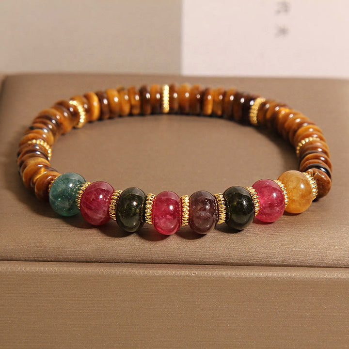 Buddha Stones Natural Tiger Eye Tourmaline Strength Bracelet - image 2