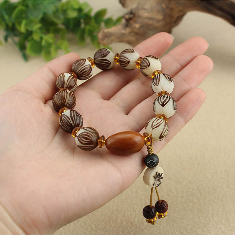 Buddha Stones Tibetan Mala White Bodhi Seed Peace Bracelet - image 11