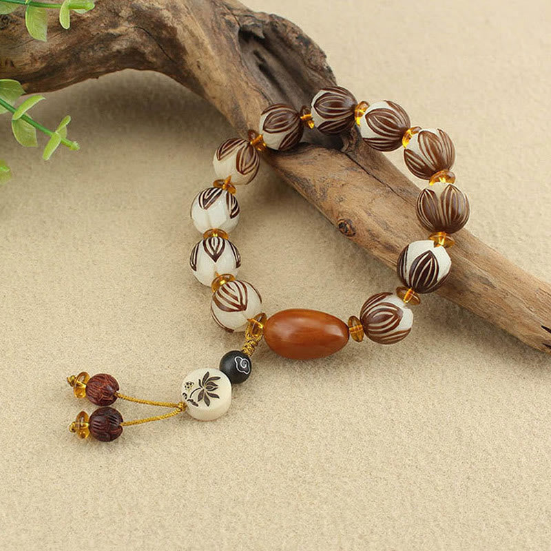 Buddha Stones Tibetan Mala White Bodhi Seed Peace Bracelet - image 4