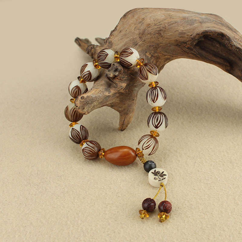 Buddha Stones Tibetan Mala White Bodhi Seed Peace Bracelet - image 12