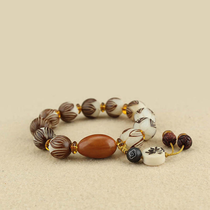 Buddha Stones Tibetan Mala White Bodhi Seed Peace Bracelet - image 3