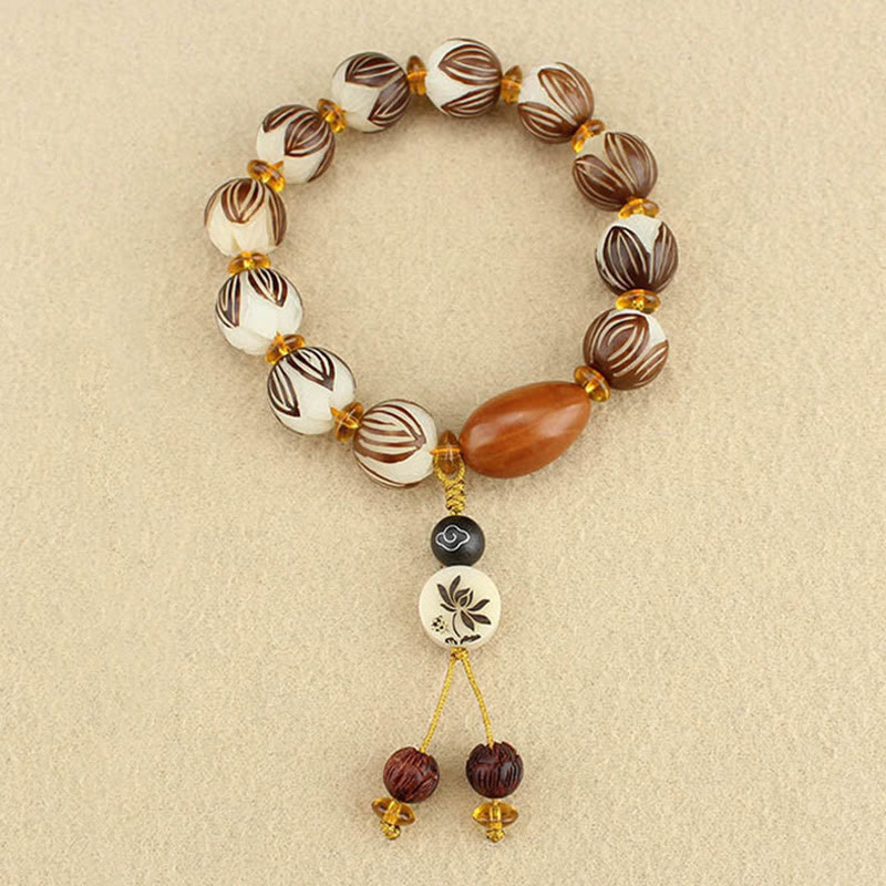 Buddha Stones Tibetan Mala White Bodhi Seed Peace Bracelet - image 8