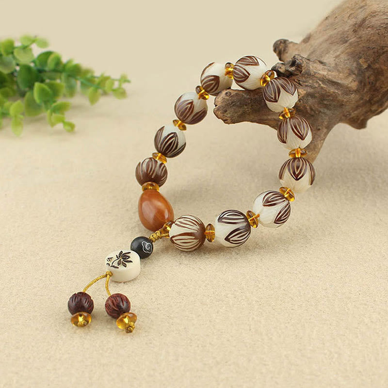Buddha Stones Tibetan Mala White Bodhi Seed Peace Bracelet - image 9