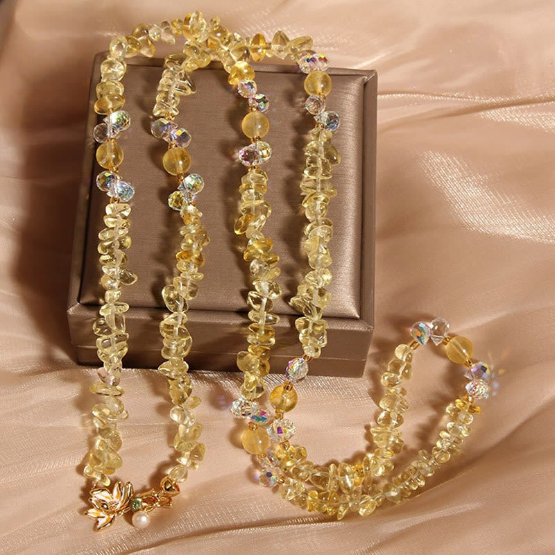 Buddha Stones Butterfly Flower Amethyst Strawberry Quartz Balance Necklace Pendant - Citrine - image 12