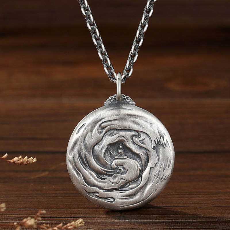 Buddha Stones Copper Buddha Demon Pattern Compassion Pendant Necklace - image 3