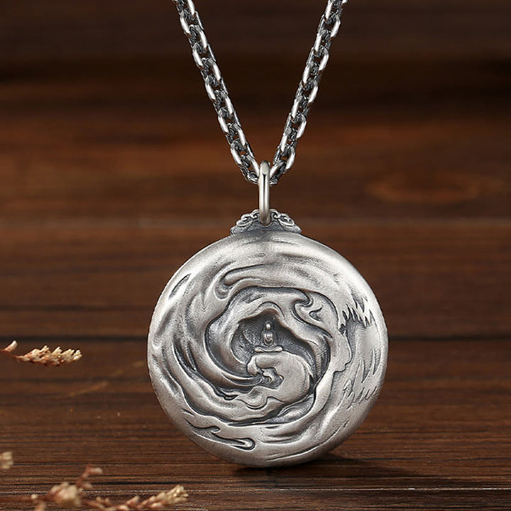 Buddha Stones Copper Buddha Demon Pattern Compassion Pendant Necklace - image 3