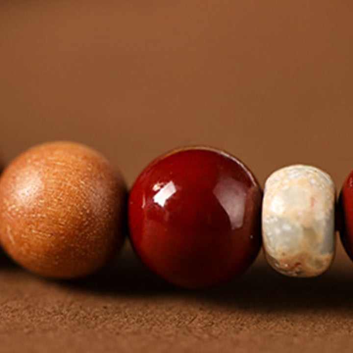 Buddha Stones Cinnabar Wood Beads Lotus Fu Character Blessing Bracelet - image 17
