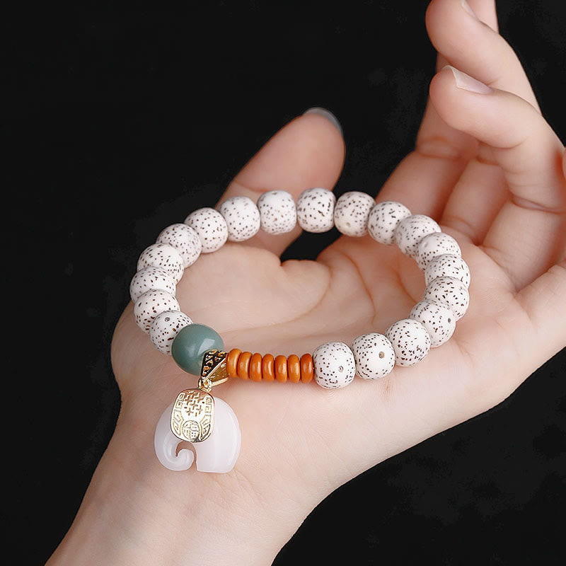 Buddha Stones Hand PolishedStar Moon Bodhi Seed Elephant Pattern Inner Peace Bracelet - image 8
