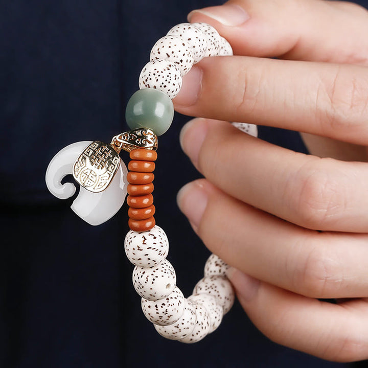 Buddha Stones Hand PolishedStar Moon Bodhi Seed Elephant Pattern Inner Peace Bracelet - image 11