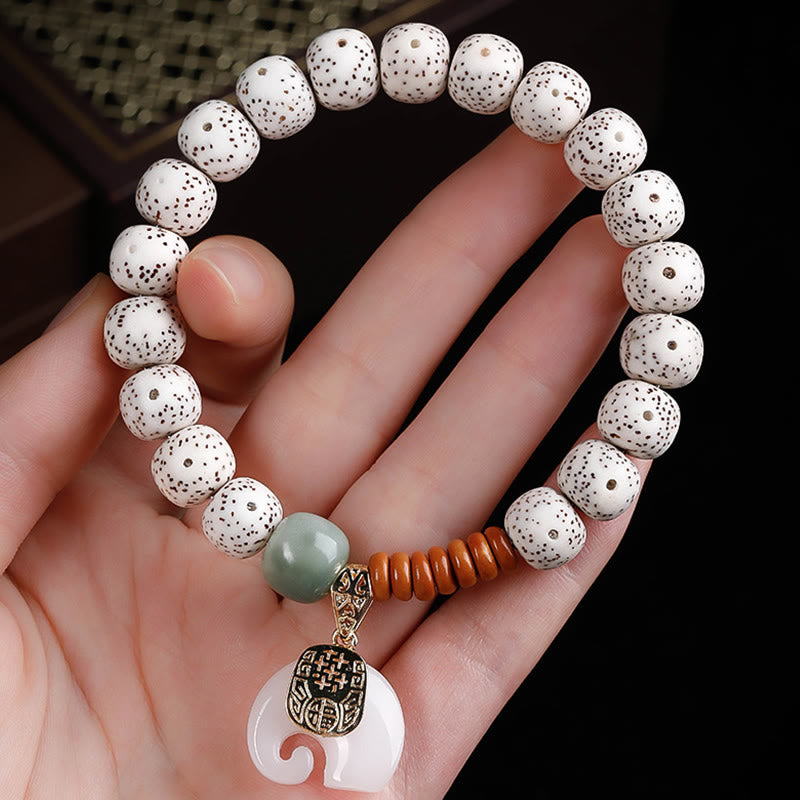 Buddha Stones Hand PolishedStar Moon Bodhi Seed Elephant Pattern Inner Peace Bracelet - image 4