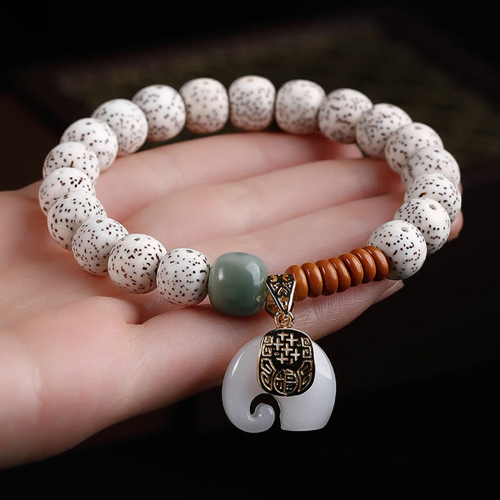 Buddha Stones Hand PolishedStar Moon Bodhi Seed Elephant Pattern Inner Peace Bracelet - image 2