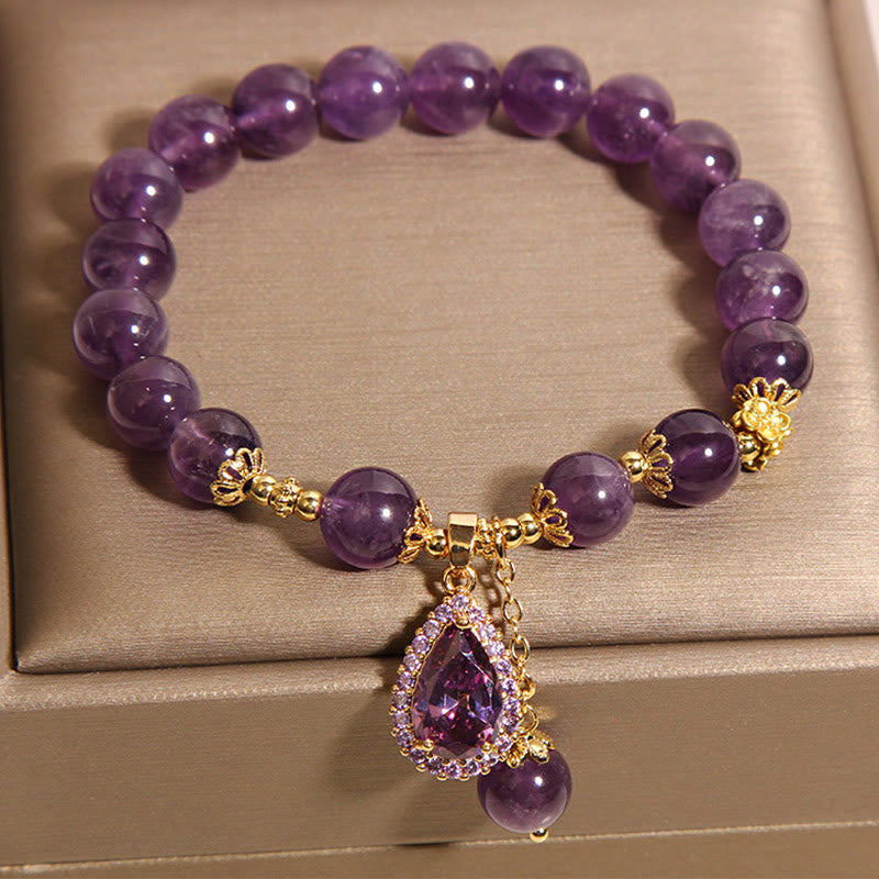 Buddha Stones Natural Amethyst Water Drop Balance Bracelet - image 3