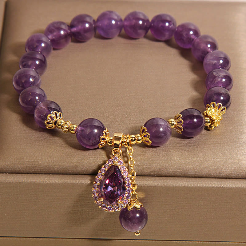 Buddha Stones Natural Amethyst Water Drop Balance Bracelet - image 2