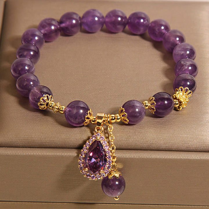 Buddha Stones Natural Amethyst Water Drop Balance Bracelet - image 2