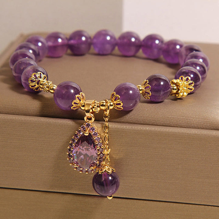 Buddha Stones Natural Amethyst Water Drop Balance Bracelet - image 5