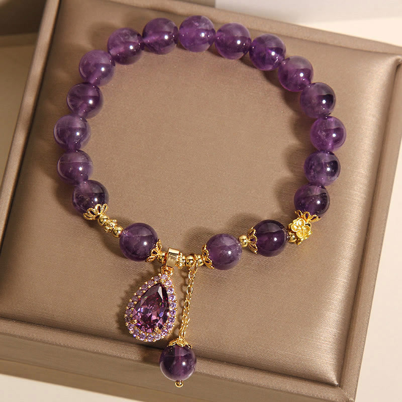 Buddha Stones Natural Amethyst Water Drop Balance Bracelet - image 7